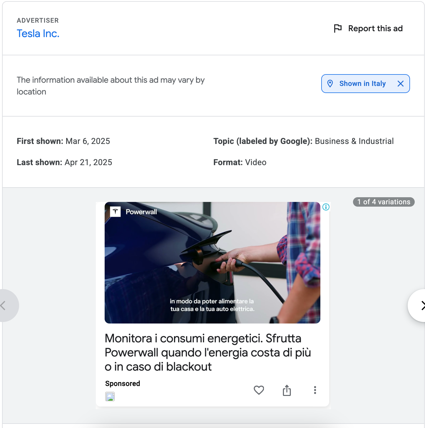 Variations - Video Ads