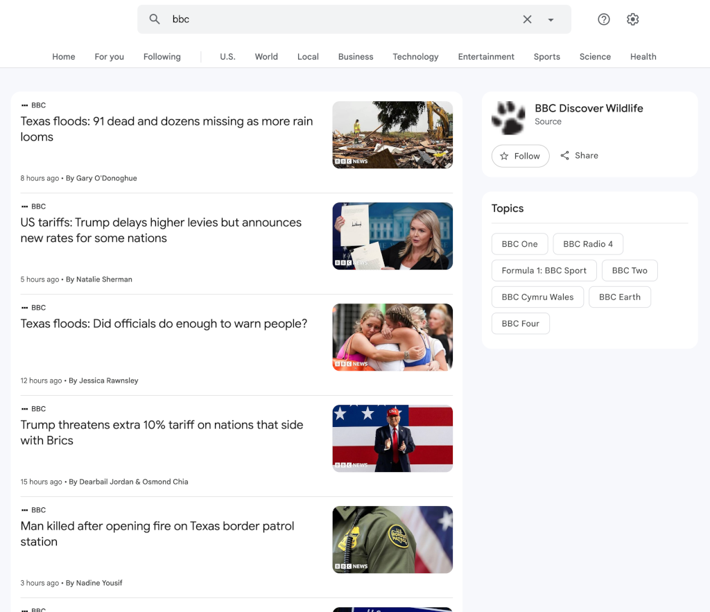 Search Results with Related Publications and Topics