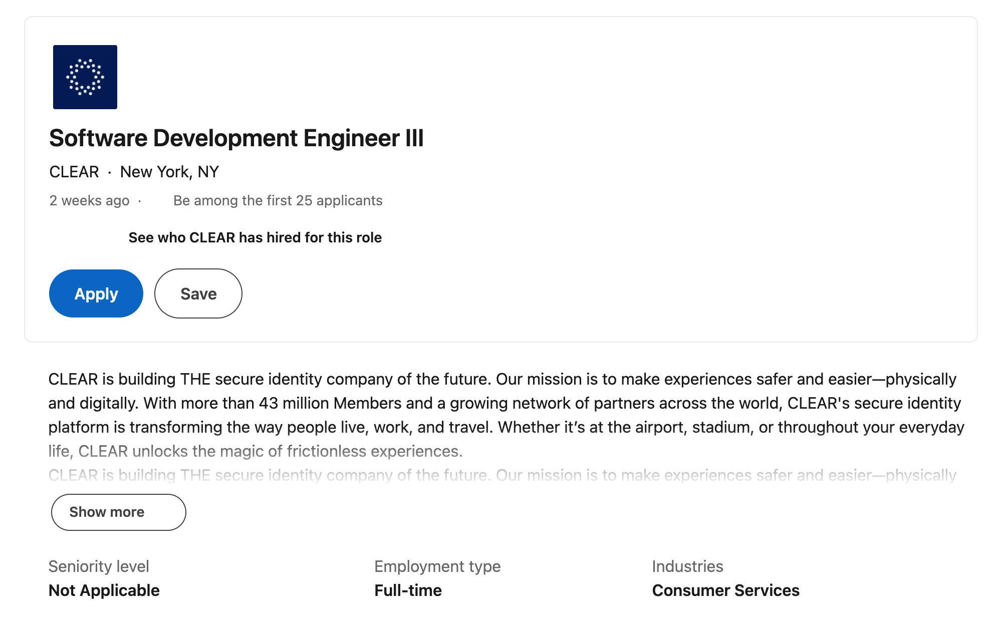 Easy Apply Job with an Applicant Range