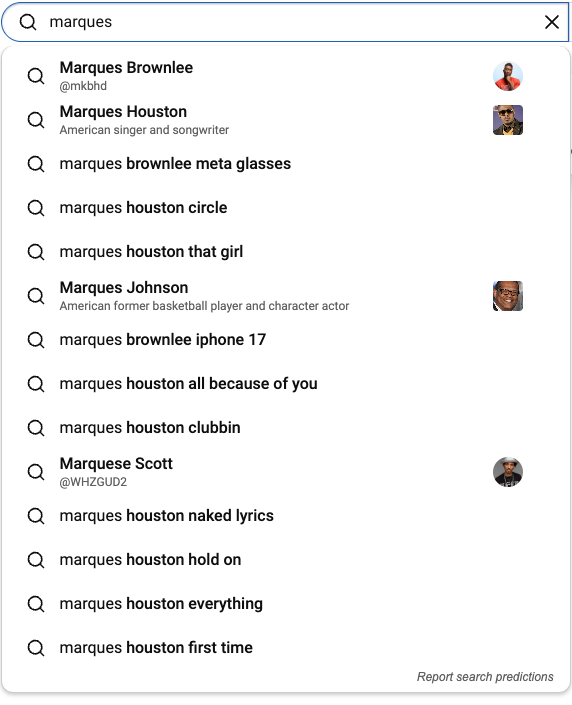 Query, Channel and Entity Suggestions