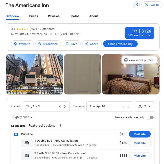 Google Hotels Property API
